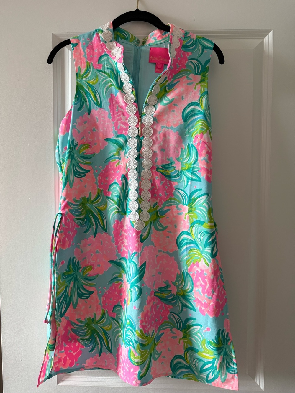 Lilly Pulitzer Pink & Aqua Floral Sleeveless Shift Dress w/built in shorts